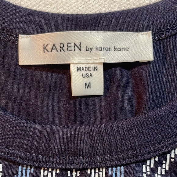Karen Kane Navy Blue Midi Dress, Geometric Pattern, sleeveless, scoop neck NNT - Picture 10 of 13